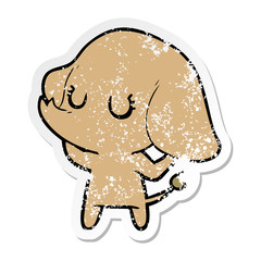 distressed sticker of a cute cartoon elephant