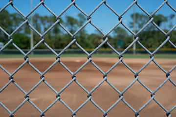 Chain link fence baseball field
