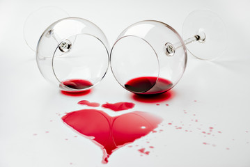 Spilled red wine. Bistro passion