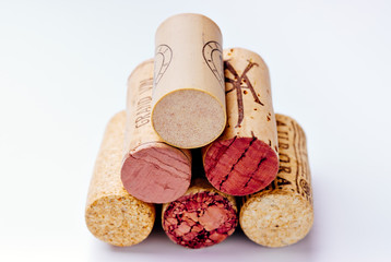 Pile of wine corks, unscrewed