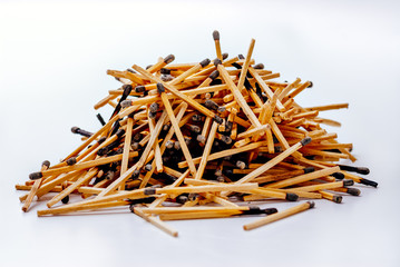 Pile of burnt match sticks