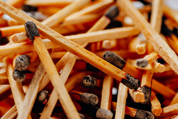 Pile of burnt match sticks