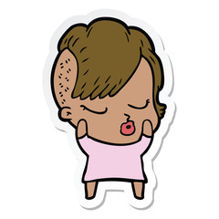 sticker of a cartoon pretty hipster girl
