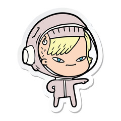 Obraz premium sticker of a cartoon astronaut woman
