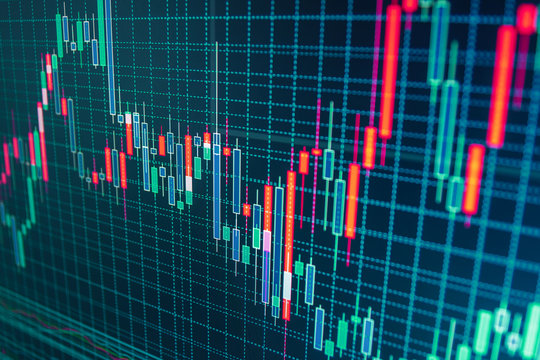 Professional market analysis. Stock market quotes on display. Candle stick graph chart of stock market investment trading Stock diagram on the screen. Finance background data graph.