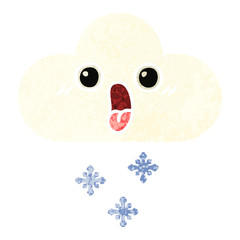 retro illustration style cartoon snow cloud