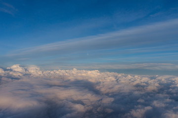 Fototapeta na wymiar View from the sky, cloud, a plane flying in the sky