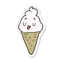 sticker of a cute cartoon ice cream