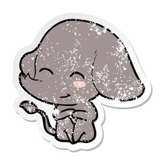 distressed sticker of a cute cartoon elephant