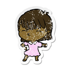 distressed sticker of a cartoon woman
