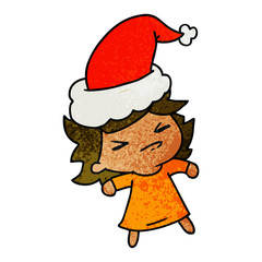 christmas textured cartoon of kawaii girl