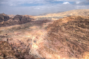 Aerial view of Petra in Jordan