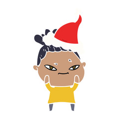 Fototapeta premium flat color illustration of a woman wearing santa hat