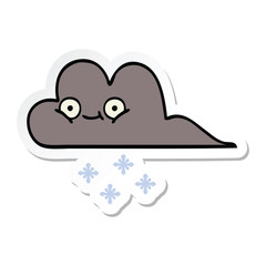 sticker of a cute cartoon storm snow cloud