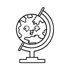 line drawing cartoon globe of the world
