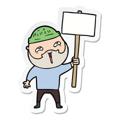 sticker of a cartoon happy bearded man