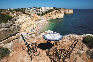 view of the beach in portugal algarve - 253656858