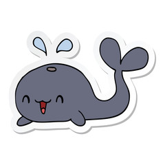 Naklejka premium sticker of a cartoon happy whale