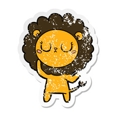 distressed sticker of a cartoon lion