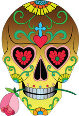 Art Sugar Skull Day of the dead. Hand drawing and make graphic vector.