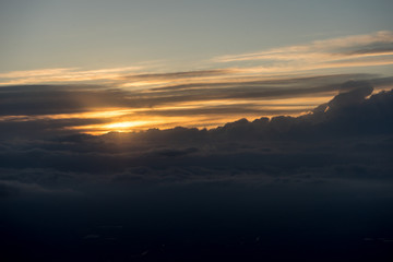 View from the sky, cloud, clouds in the sky at sunset