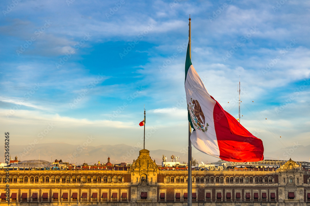 Canvas Prints Mexican Flag Presidential National Palace Balcony Monument Mexico City Mexico