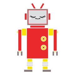 flat color retro cartoon robot