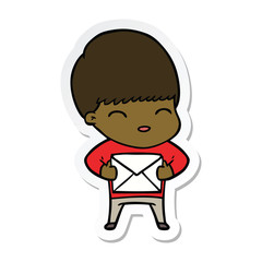 sticker of a happy cartoon boy