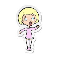sticker of a cartoon waving woman