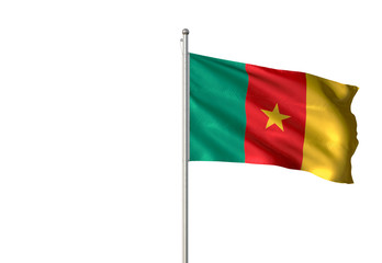 Fototapeta na wymiar Cameroon flag waving isolated white background 3D illustration