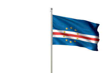 Cabo Verde flag waving isolated white background 3D illustration