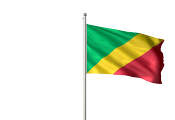 Congo flag waving isolated white background 3D illustration