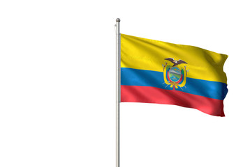 Ecuador flag waving isolated white background 3D illustration