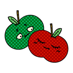 comic book style cartoon juicy apple