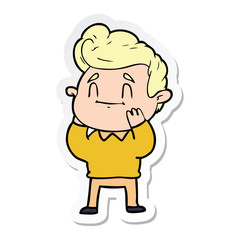 sticker of a happy surprised cartoon man