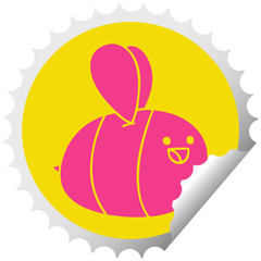 quirky circular peeling sticker cartoon bumblebee