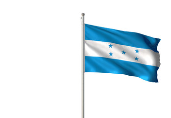 Honduras flag waving isolated white background 3D illustration