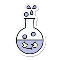 sticker of a cute cartoon test tube