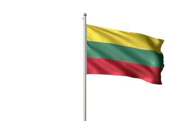Fototapeta na wymiar Lithuania flag waving isolated white background 3D illustration