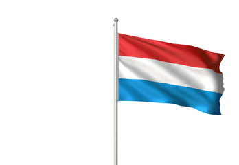 Luxembourg flag waving isolated white background 3D illustration