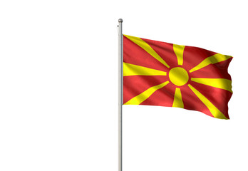 Macedonia flag waving isolated white background 3D illustration
