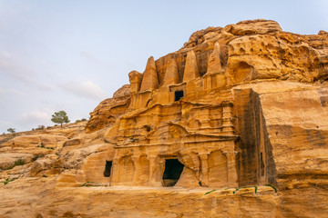 Obelisk tomb and Bab As Siq Triclinium in Petra, Jordan