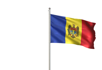 Moldova flag waving isolated white background 3D illustration