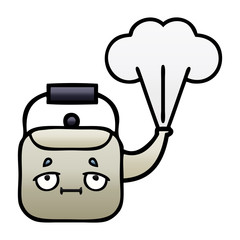 gradient shaded cartoon steaming kettle