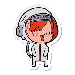 sticker of a cartoon astronaut woman