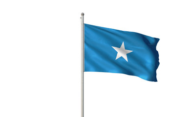 Somalia flag waving isolated white background 3D illustration