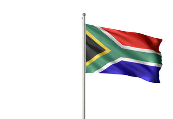 South Africa flag waving isolated white background 3D illustration