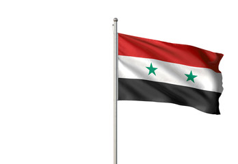 Syria flag waving isolated white background 3D illustration
