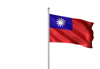 Taiwan flag waving isolated white background 3D illustration