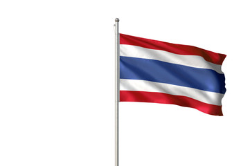 Thailand flag waving isolated white background 3D illustration